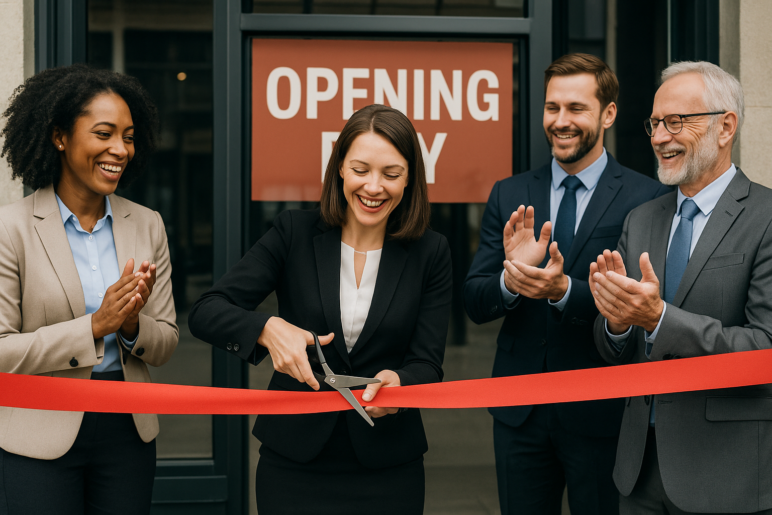 Business ribbon cutting